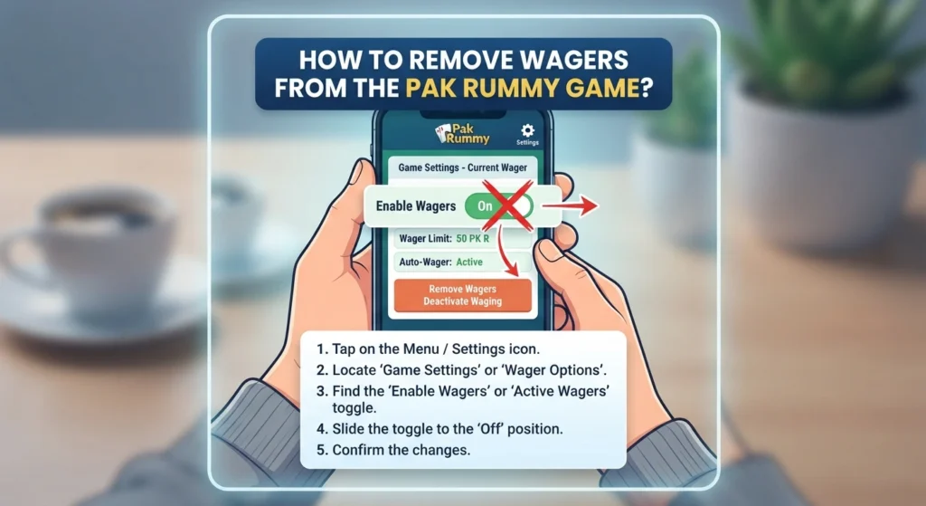 Pak Rummy How to Remove Wagers From the Pak Rummy Game
